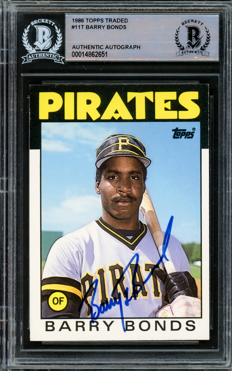 Barry Bonds Autographed 1986 Topps Traded Rookie Card #11T Pittsburgh  Pirates Vintage Rookie Era Signature Beckett BAS #14862651