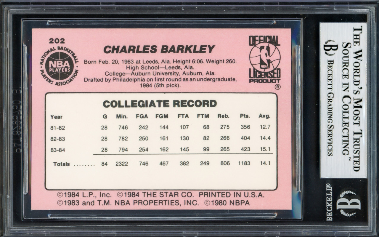 1984-85 Star Co. Charles Barkley #202 BGS Authentic - Altered