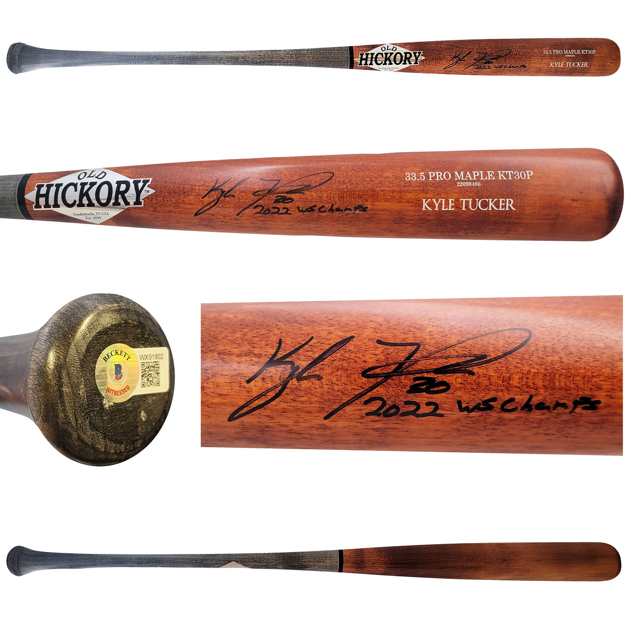 Kyle Tucker Autographed Brown Old Hickory Player Model Bat Houston Astros  2022 WS Champs Beckett BAS Witness Stock #210077 - Mill Creek Sports
