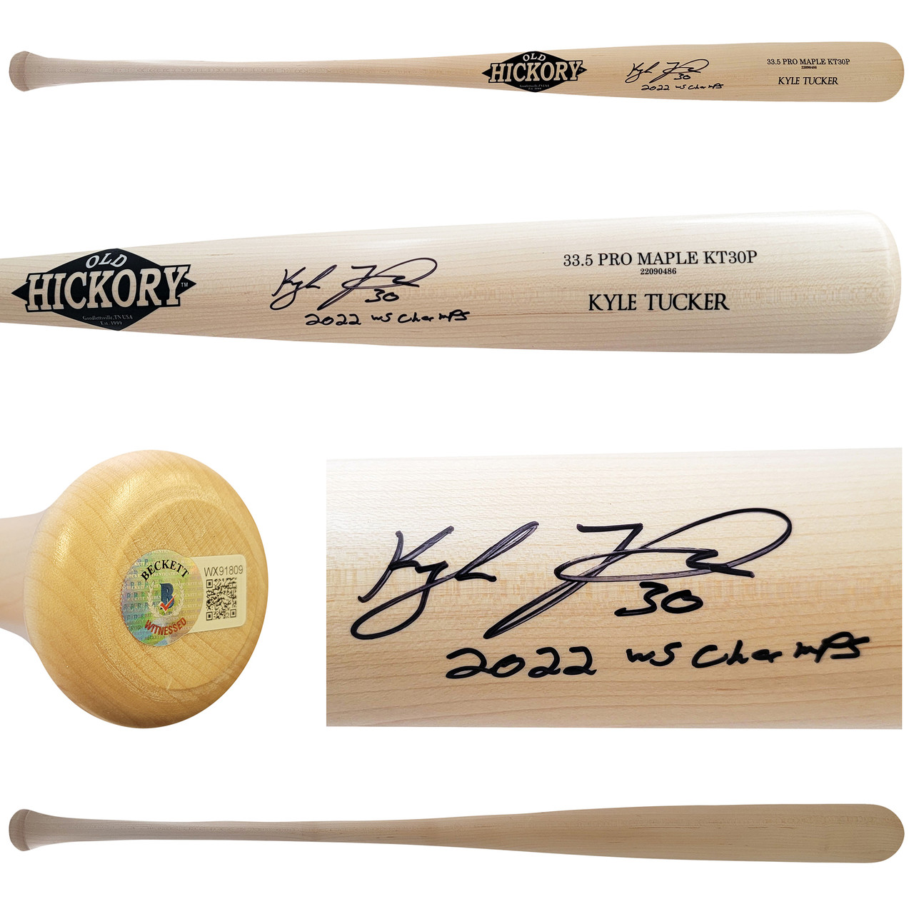 Kyle Tucker Autographed Blonde Old Hickory Player Model Bat Houston Astros  2022 WS Champs Beckett BAS Witness Stock #210078 - Mill Creek Sports