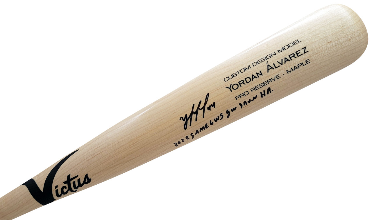 Yordan Alvarez Autographed Blonde Victus Player Model Bat Houston Astros  2022 Game 6 WS GW 3 Run HR Beckett BAS Witness Stock #210082