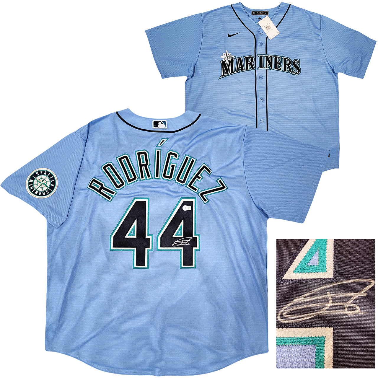 Seattle Mariners Julio Rodriguez Autographed Light Blue Nike Spring  Training Jersey Size XXL Beckett BAS Witness Stock #210100