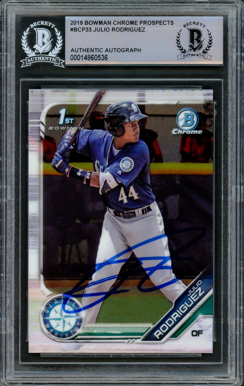 Julio Rodriguez Autographed 2019 Bowman Chrome Prospects Rookie Card #BCP33  Seattle Mariners Beckett BAS Stock #210526