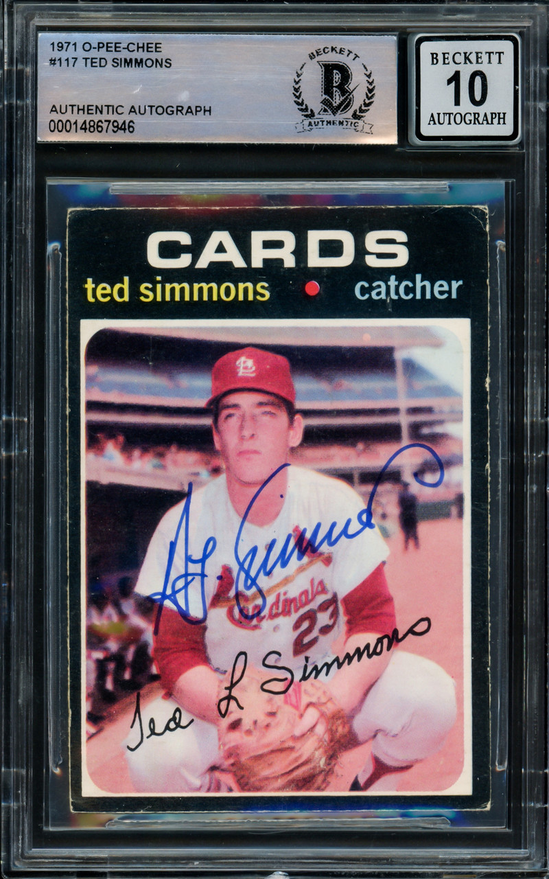 Ted Simmons Autographed Card 2023 Panini Immaculate Shadowbox Signature Red  # SS-TS Ltd Ed of 49