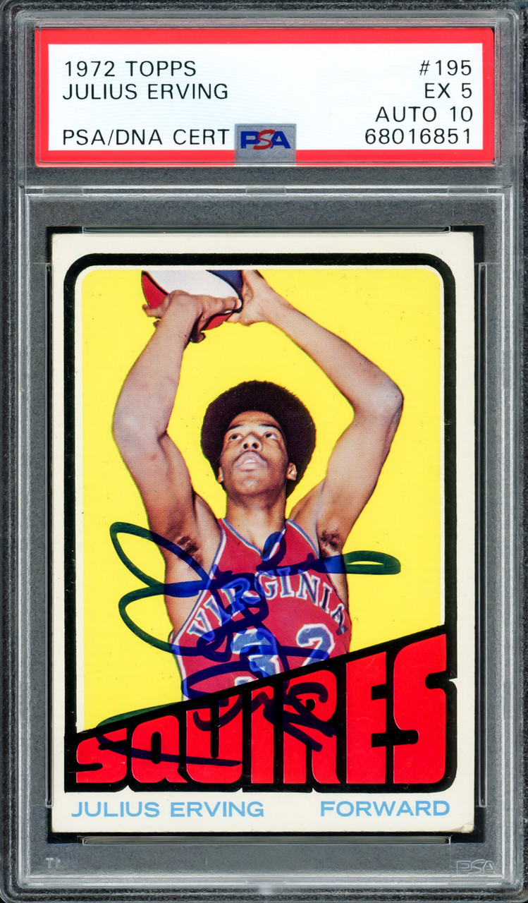 1of1 toppsarchivessignature2022クリスブライアント Julius Dr. J Erving Autographed 1972-73 Topps Rookie Card #195