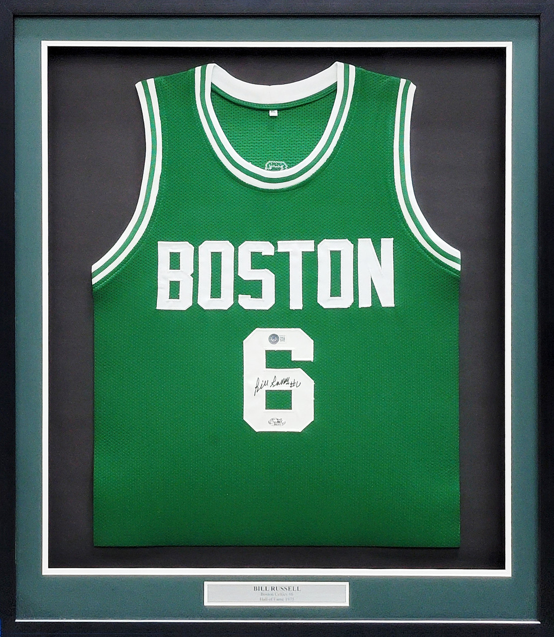 Larry Bird Signed Official Green Boston Celtics Basketball Jersey Framed