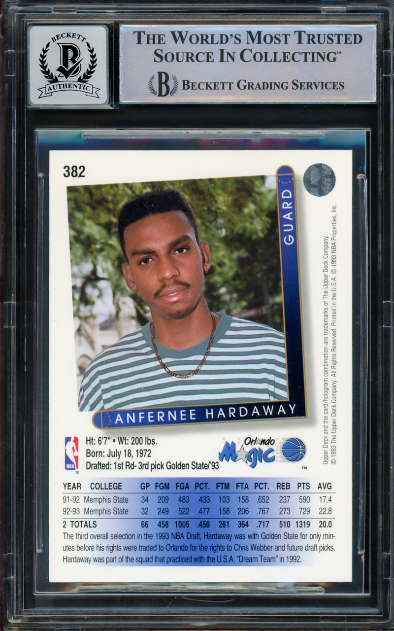 Anfernee Hardaway Autographed 1993-94 Upper Deck Rookie Card #382