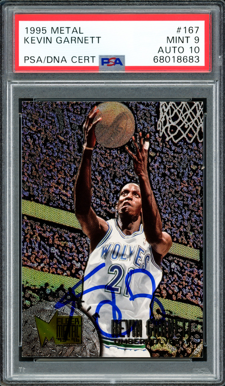 Kevin Garnett Autographed 1995 Fleer Metal Rookie Card #167 ...