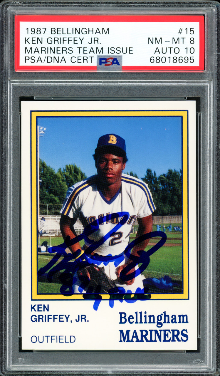 Ken Griffey Jr. Autographed 1987 Bellingham Rookie Card #15 Seattle Mariners  PSA 8 Auto Grade Gem Mint 10 87 #1 Pick PSA/DNA #68018695 - Mill Creek  Sports