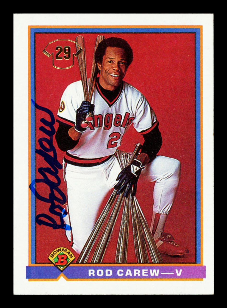 Rod Carew Autographed 1991 Bowman Card #4 California Angels Stock