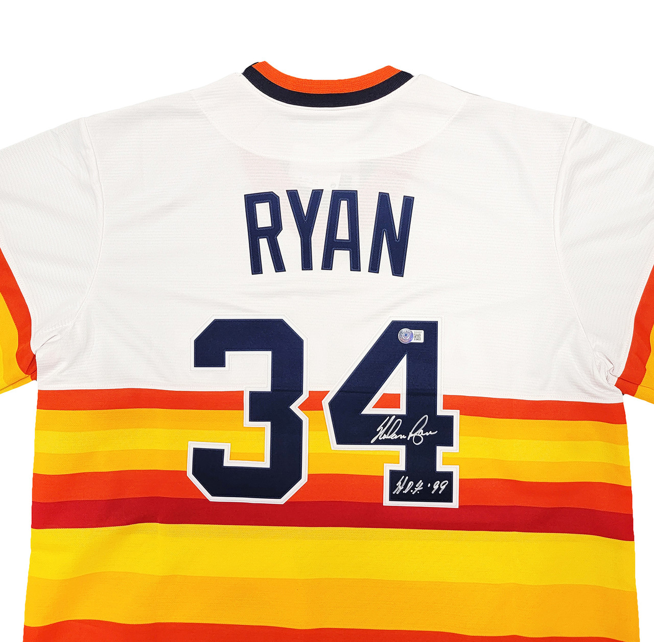 NOLAN RYAN Autographed HOF 99 Astros Authentic Throwback Jersey FANATICS
