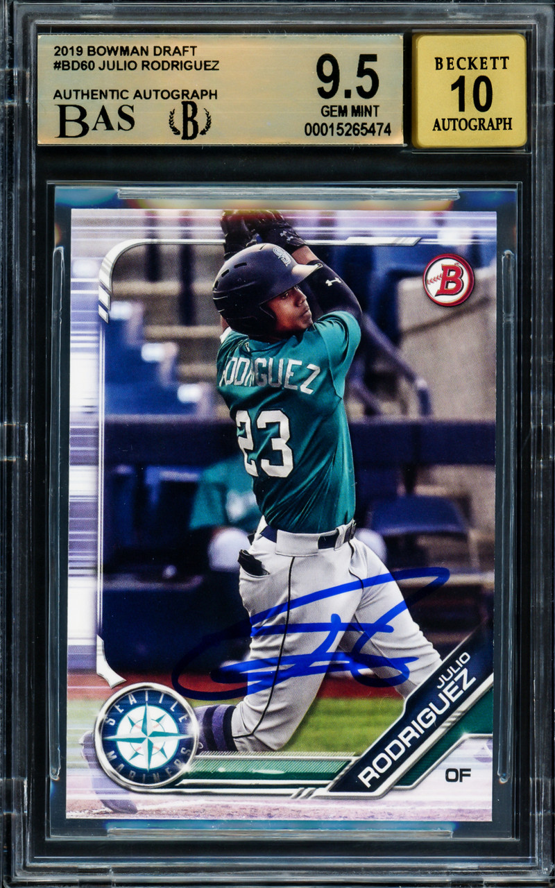 Julio Rodriguez Autographed 2019 Bowman Draft Rookie Card #BD60