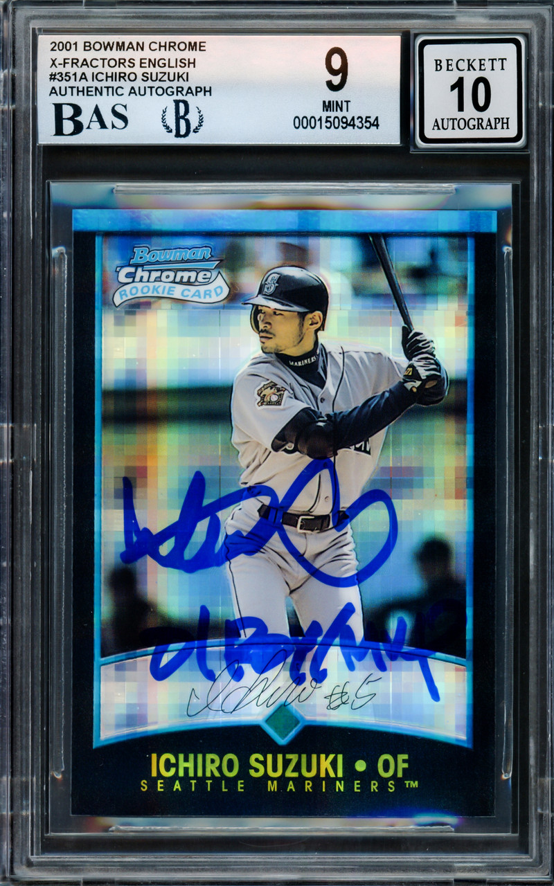 Ichiro Suzuki Autographed 2001 Bowman Chrome Refractor English