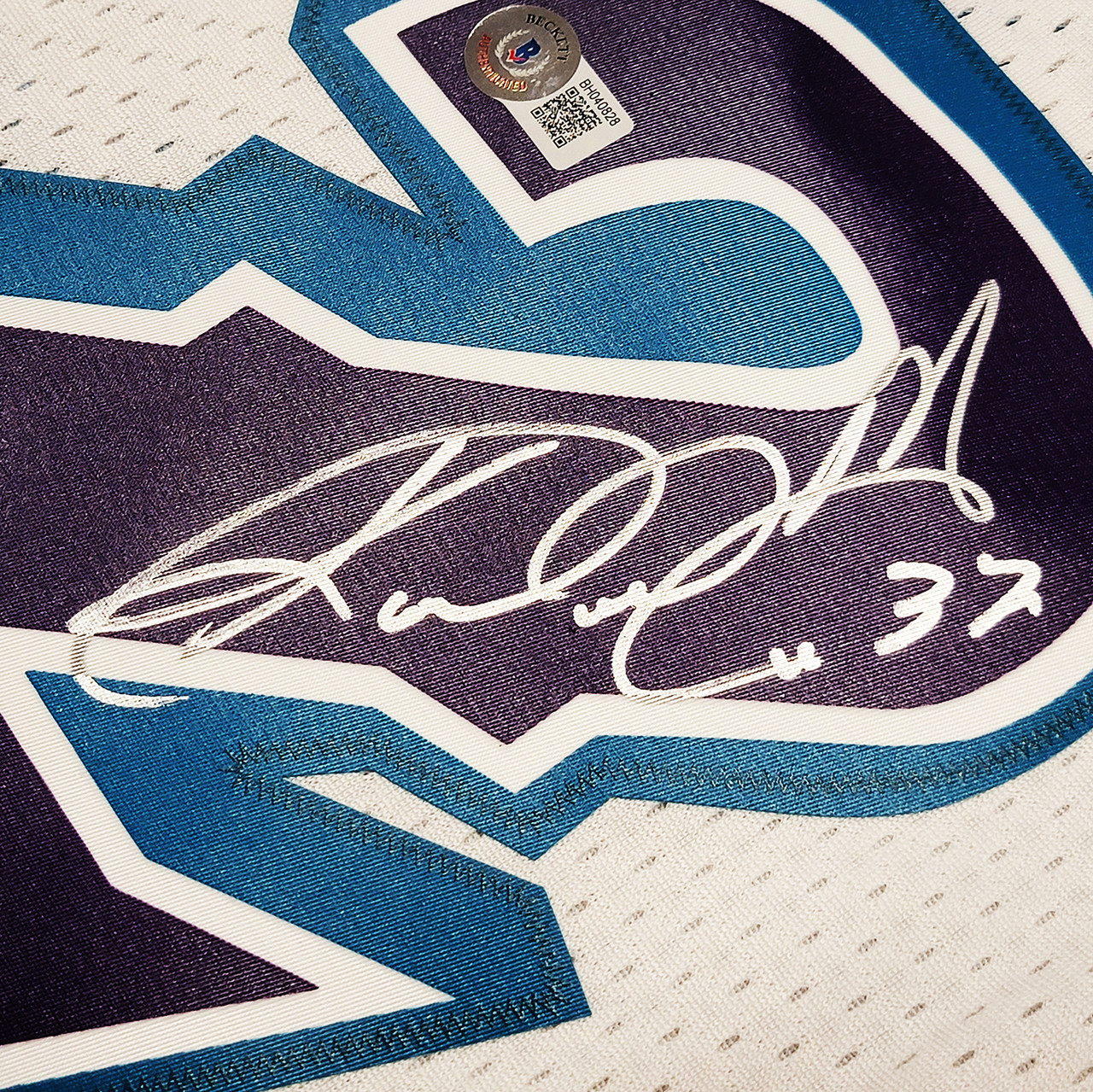 Utah Jazz Karl Malone Autographed Purple Authentic Mitchell & Ness Jersey Size L Beckett BAS Witness