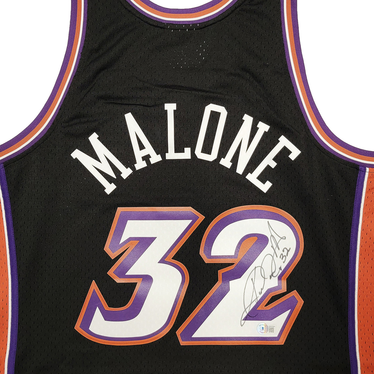 Utah Jazz Karl Malone Autographed White Authentic Mitchell & Ness Jersey  Size L Beckett BAS Stock #211874 - Mill Creek Sports