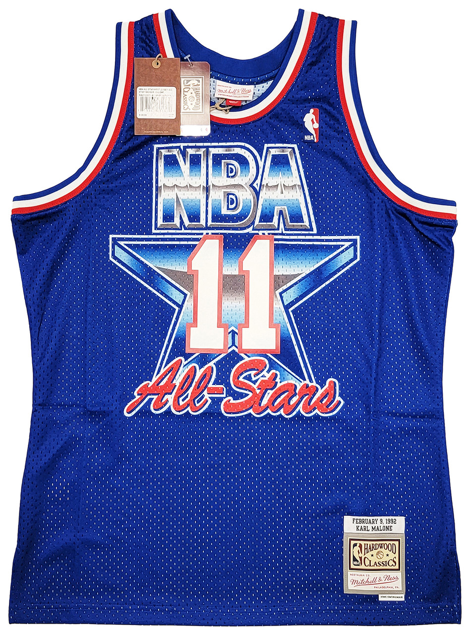Utah Jazz Karl Malone Autographed Blue Authentic Mitchell & Ness 1992 All  Star Game Jersey Size L Beckett BAS Witness Stock #211880