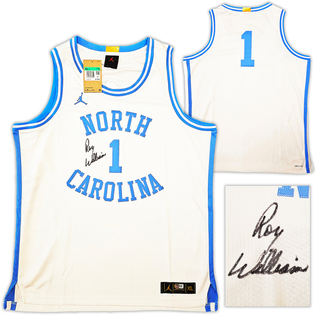 North Carolina Tarheels Roy Williams Autographed White Nike Jordan Limited  Jersey Size XL Beckett BAS QR Stock #212157