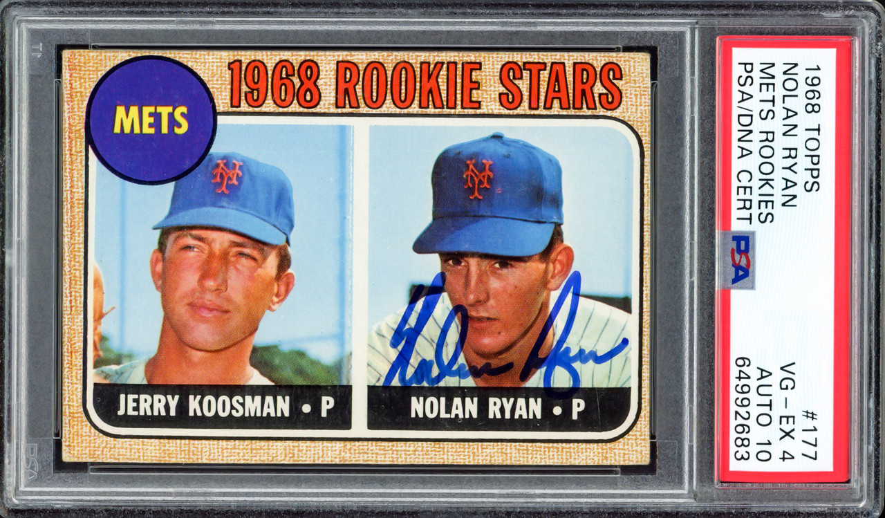 Nolan Ryan HOF 99 Signed 1968 Topps #177 Rookie Card RC Graded 10  Autograph
