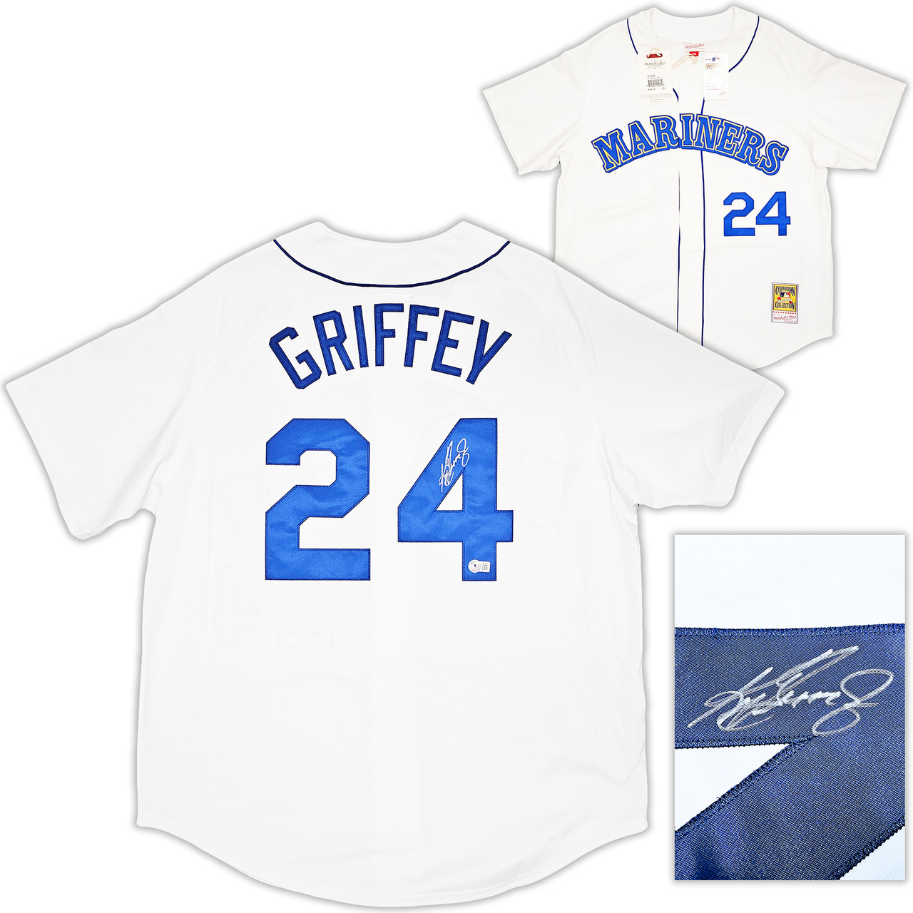 Seattle Mariners Ken Griffey Jr. Autographed White Authentic Mitchell & Ness  1989 Authentic Cooperstown Collection Jersey Size XL Beckett BAS Witness  Stock #212476 - Mill Creek Sports