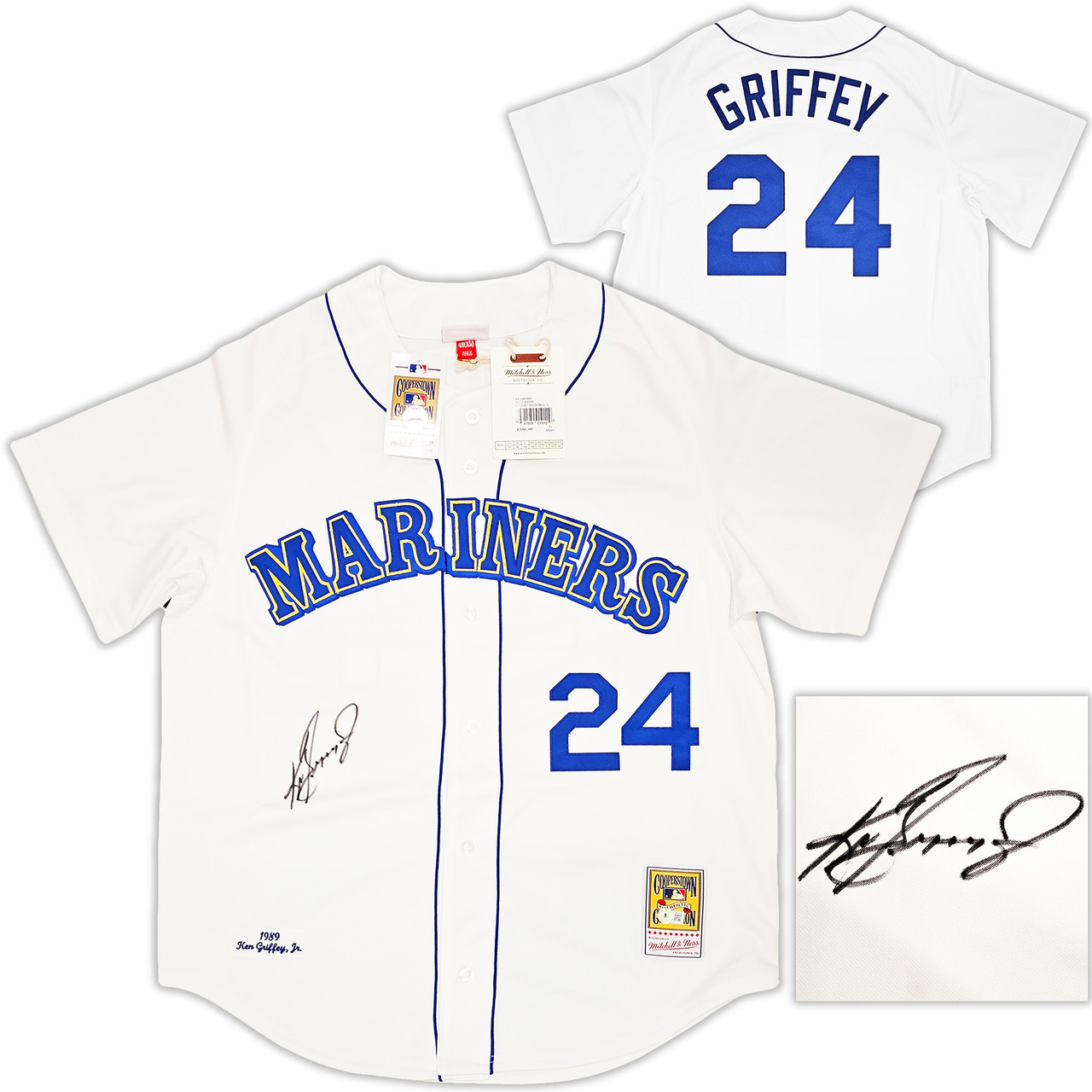 Seattle Mariners Ken Griffey Jr. Autographed White Authentic Mitchell &  Ness 1989 Authentic Cooperstown Collection Jersey Size XL Beckett BAS  Witness Stock #212478 - Mill Creek Sports