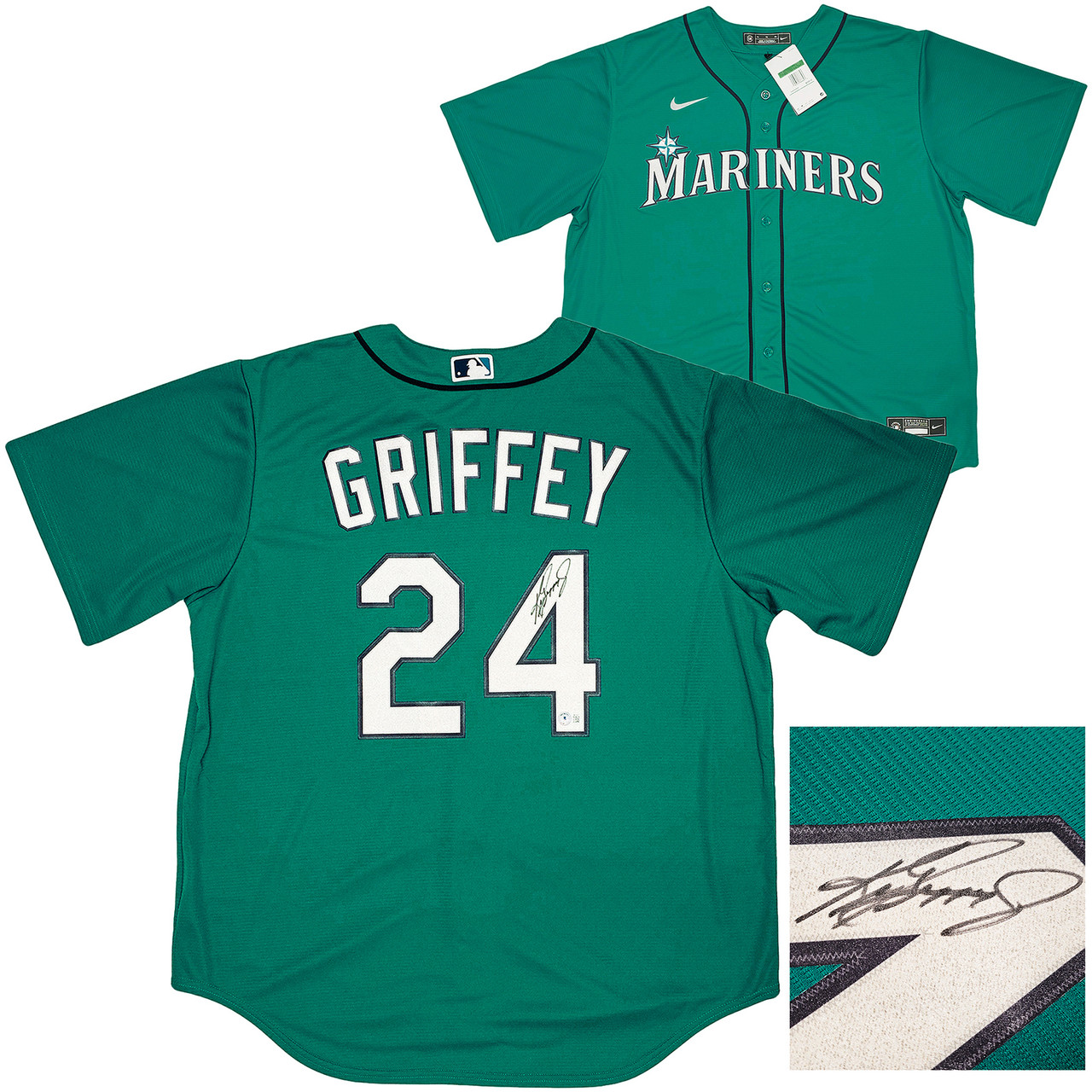 Seattle Mariners Ken Griffey Jr. Autographed Teal Nike Jersey Size