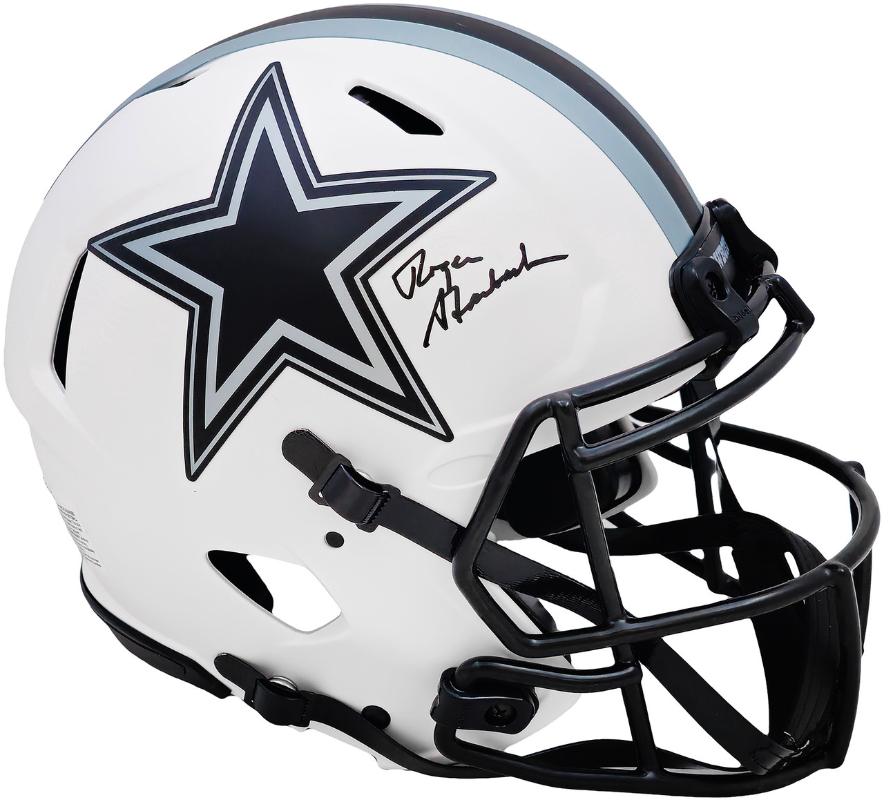 Roger Staubach Autographed Dallas Cowboys Lunar Eclipse White Full Size  Authentic Speed Helmet Beckett BAS Witness Stock #212595 - Mill Creek Sports