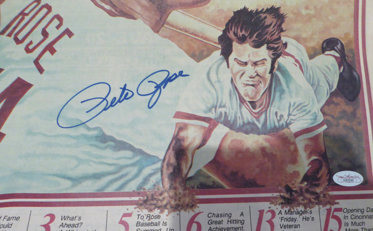 Cincinnati Reds Pete Rose Autographed White Jersey JSA Stock #202354