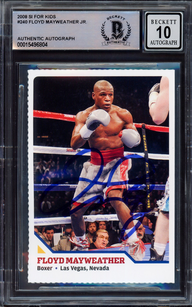 Floyd Mayweather Jr. Autographed 2008 Sports Illustrated for Kids Rookie Card #240 Auto Grade Mint 10 Beckett BAS #15496804 - Mill Creek Sports