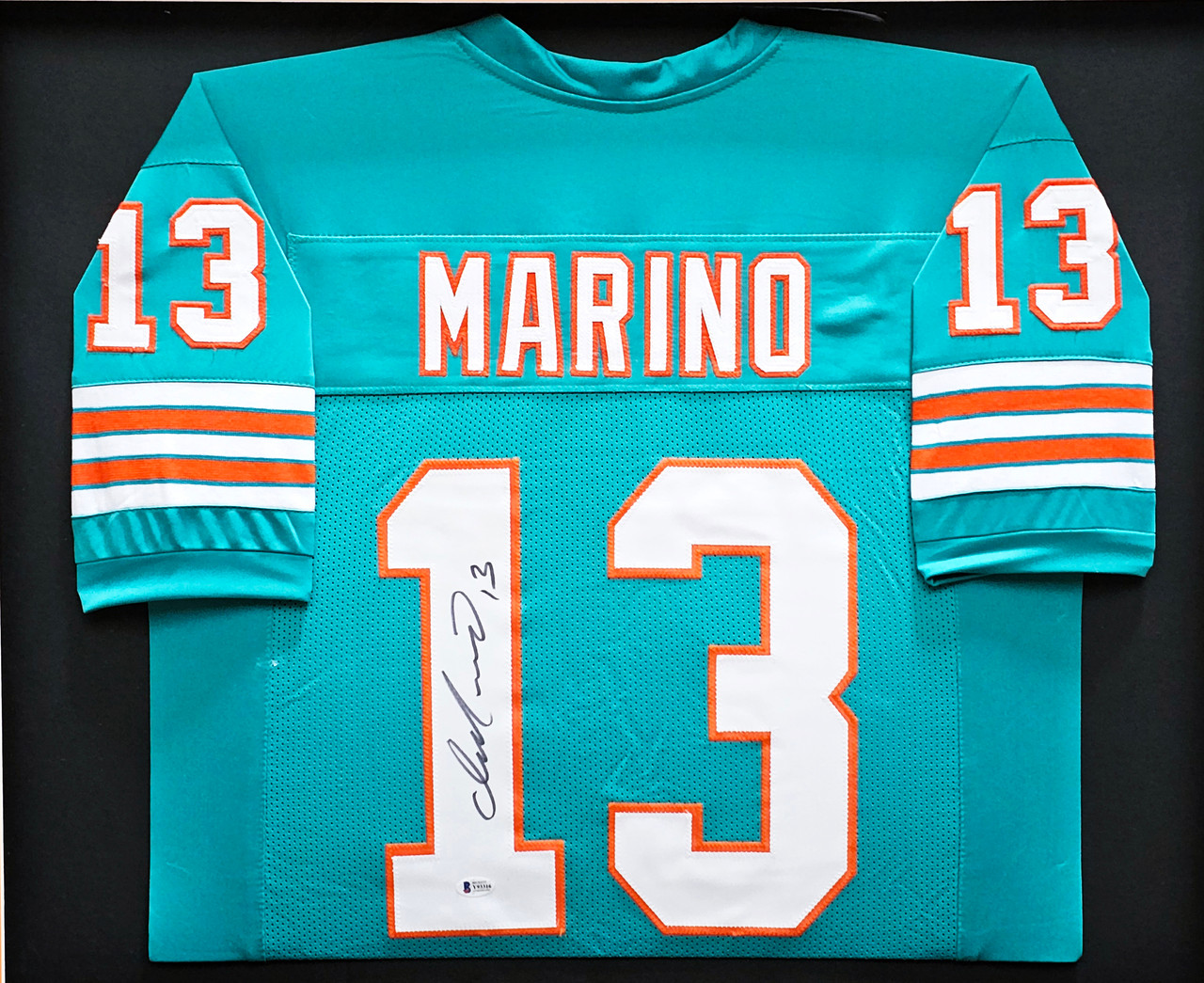 Miami Dolphins Dan Marino Autographed Framed Teal Jersey Beckett BAS Stock  #214091 - Mill Creek Sports