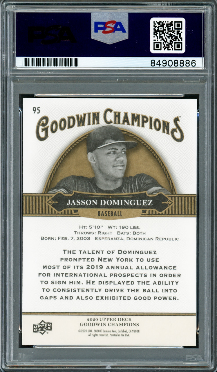 Jasson Dominguez Autographed 2020 Upper Deck Goodwin Champions Goudey  Rookie Card #G45 New York Yankees PSA/DNA #84908899 - Mill Creek Sports