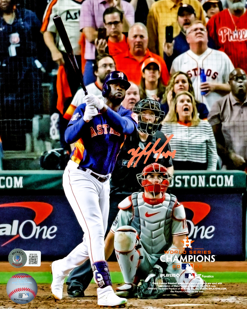 Yordan Alvarez Autographed 8x10 Photo Houston Astros Beckett BAS