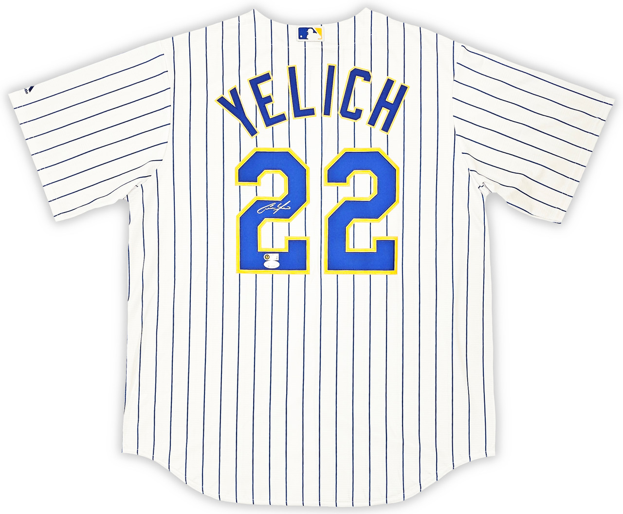 Milwaukee Brewers Christian Yelich Autographed Blue Majestic Jersey Size L  Beckett BAS Witness Stock #215534