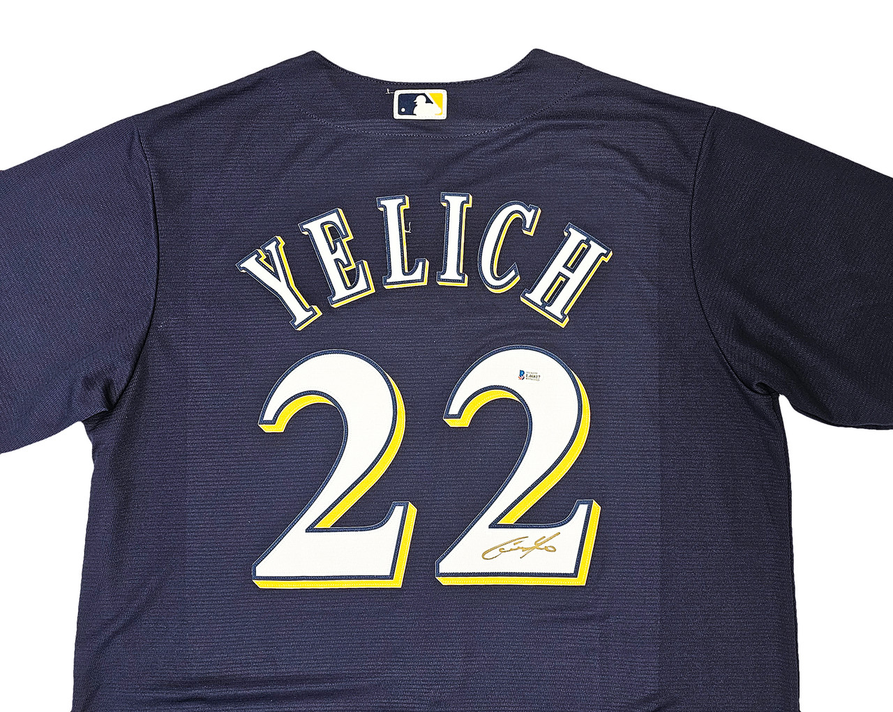 Milwaukee Brewers Christian Yelich Autographed Blue Majestic Jersey Size L  Beckett BAS Witness Stock #215534 - Mill Creek Sports