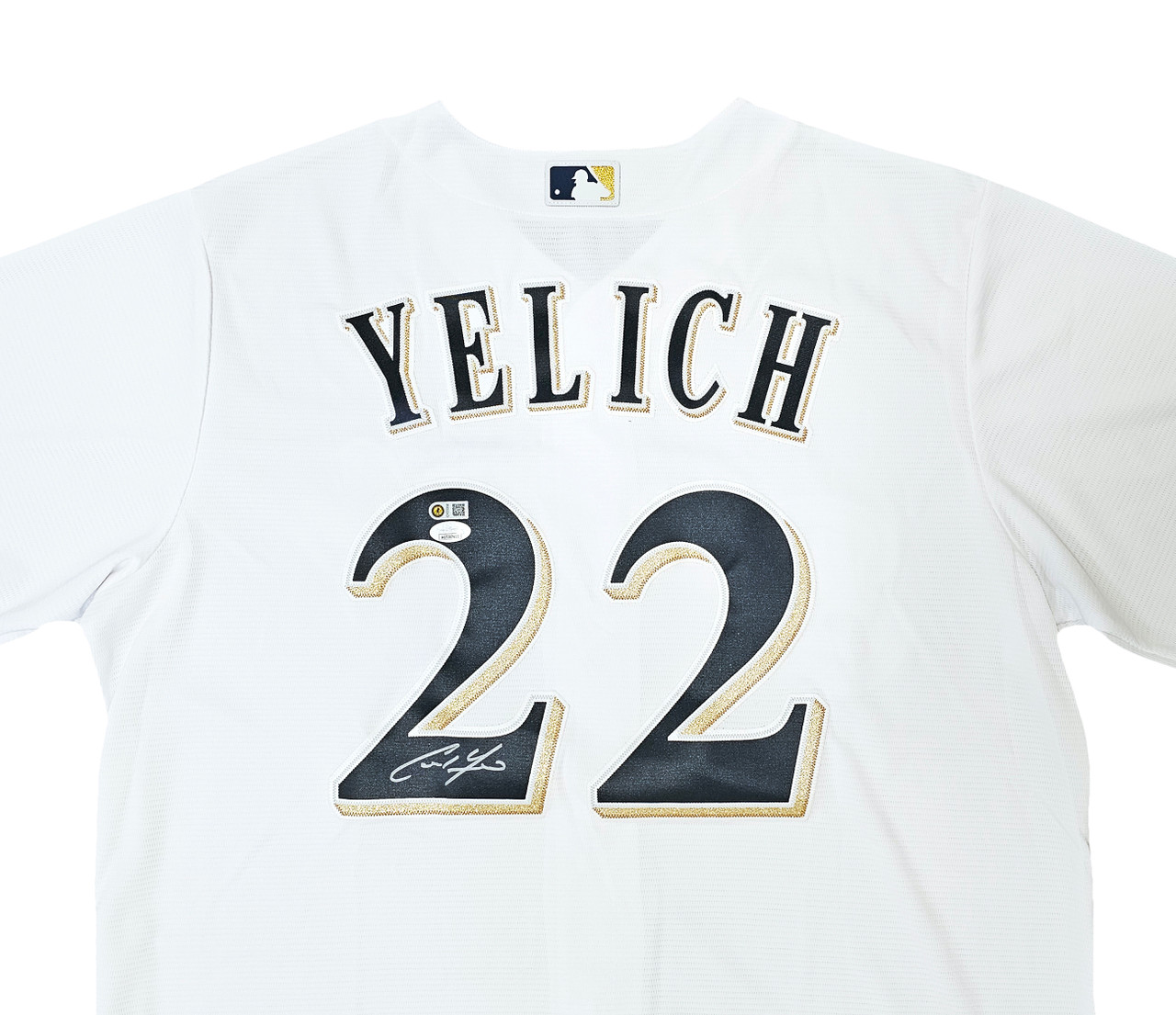 Milwaukee Brewers Christian Yelich Autographed White Majestic Jersey Size L  JSA Stock #215536 - Mill Creek Sports