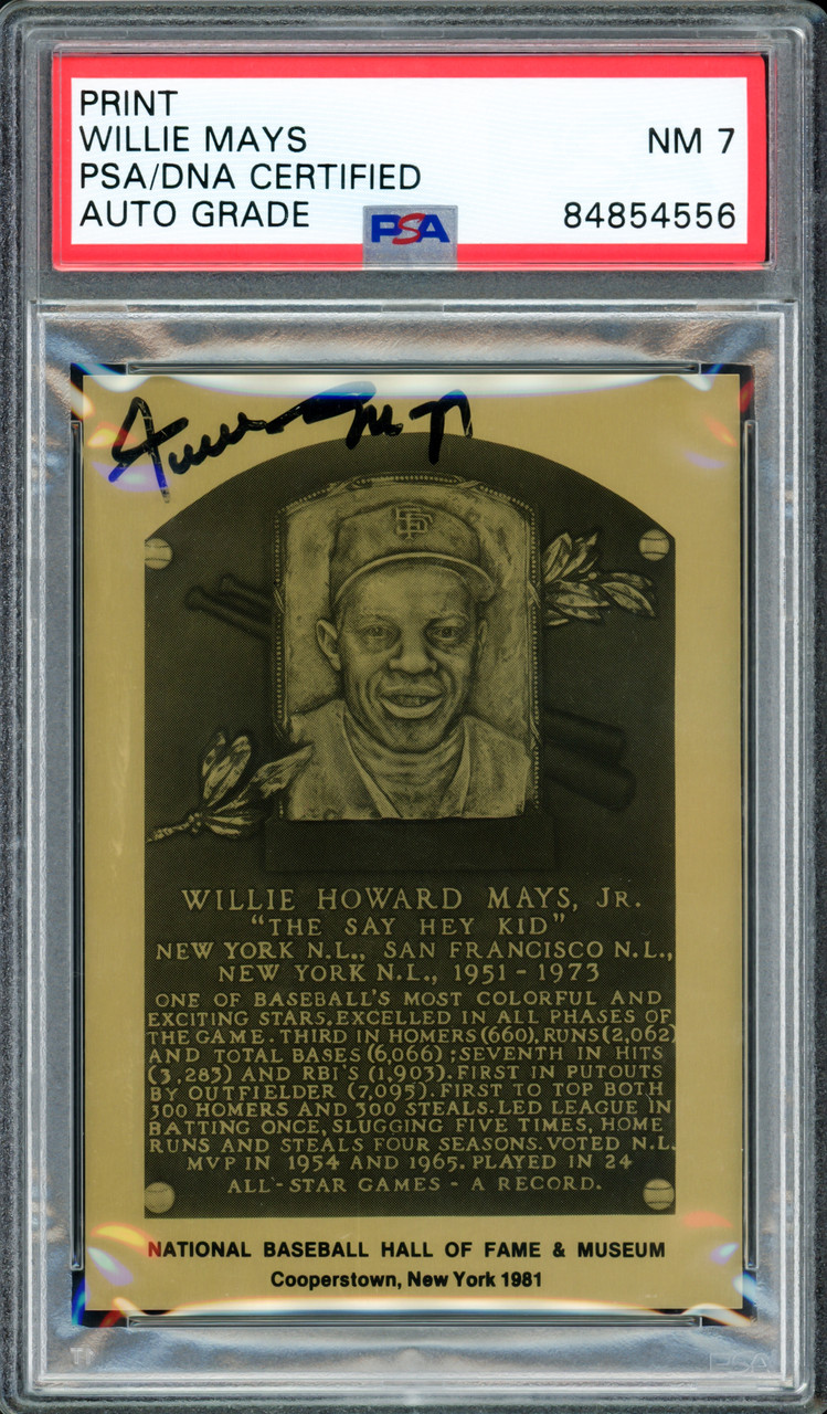 Willie Mays Autographed 1983 Hall of Fame HOF Metallic Plaque San