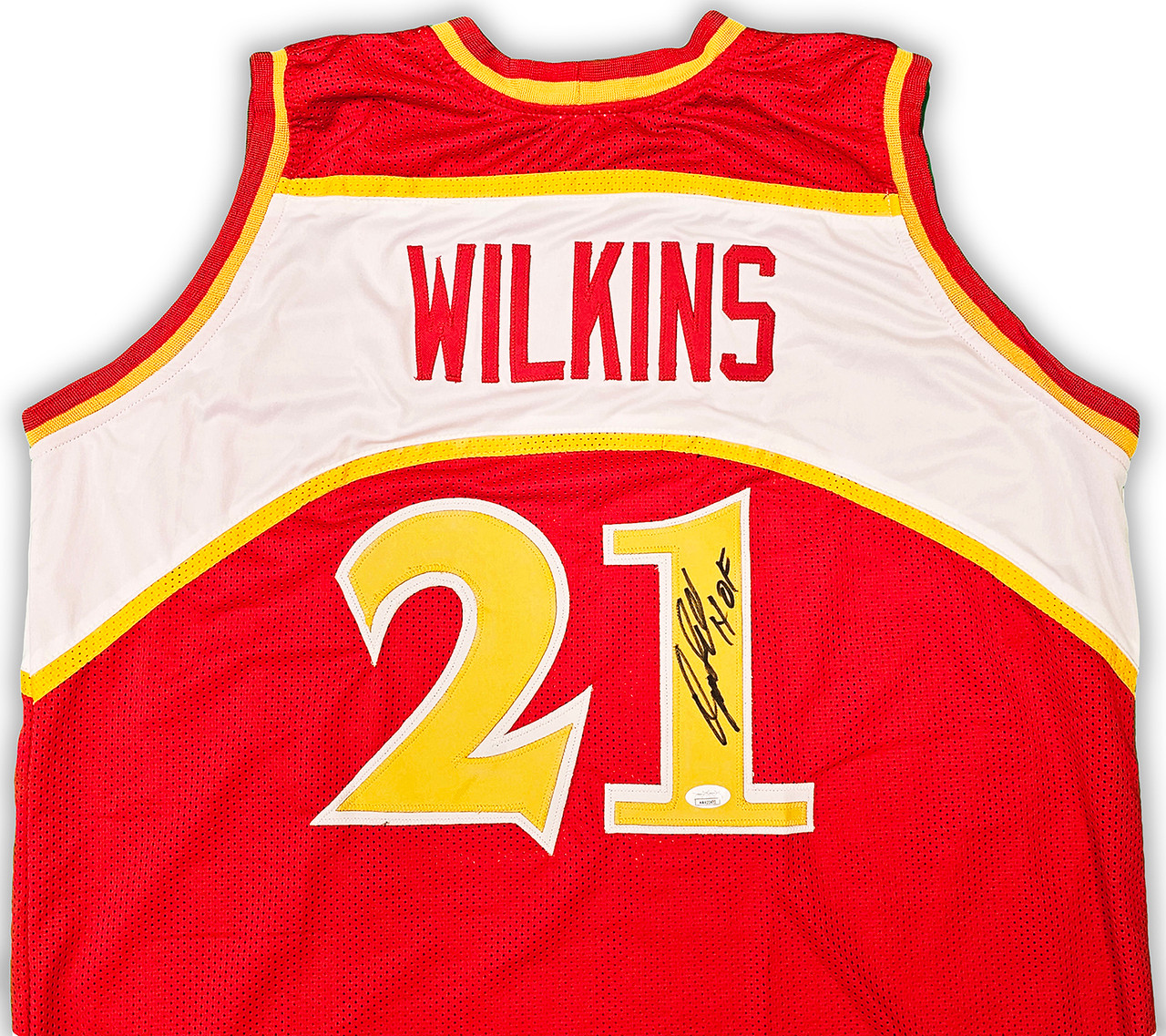 Dominique Wilkins Autographed and Framed Red Atlanta Hawks Jersey JSA Certified