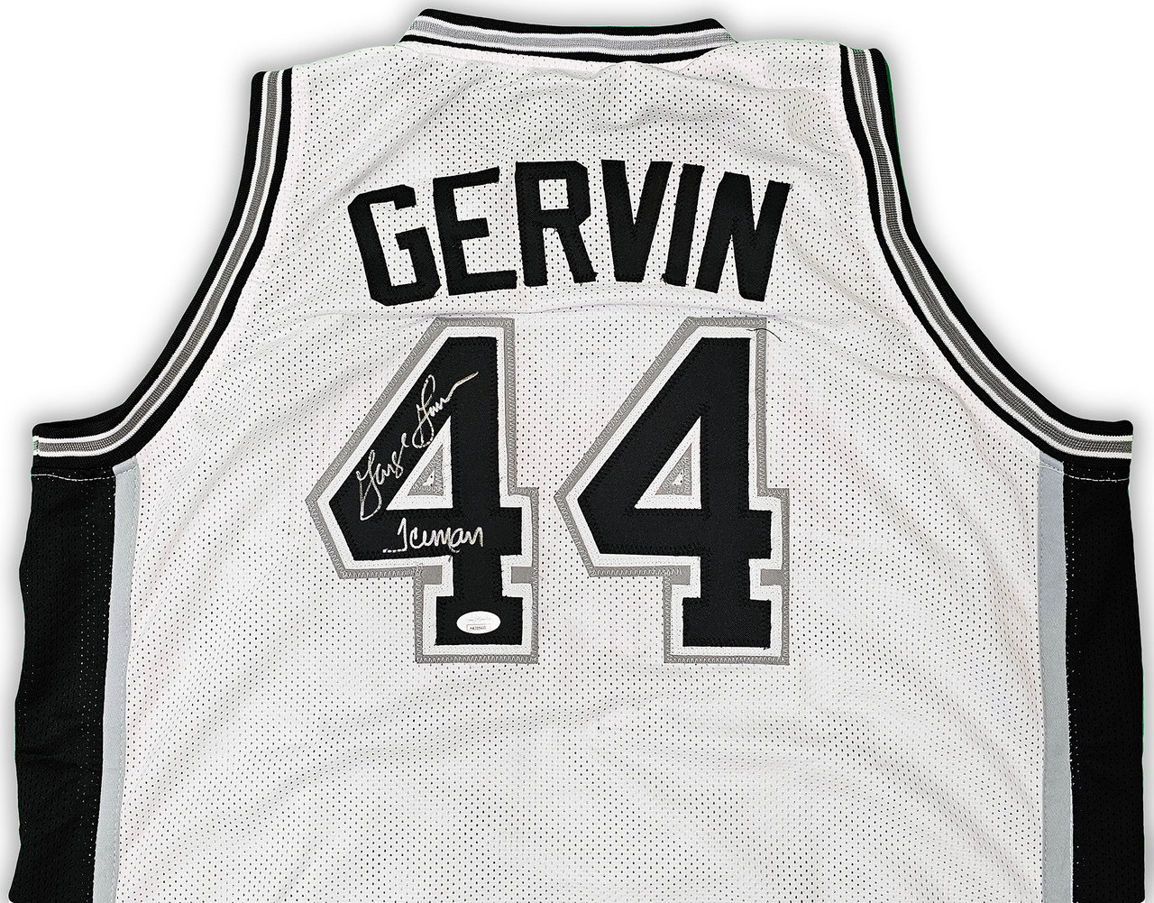 George Gervin Signed San Antonio Spurs Photo Jersey Inscribed HOF 96 –