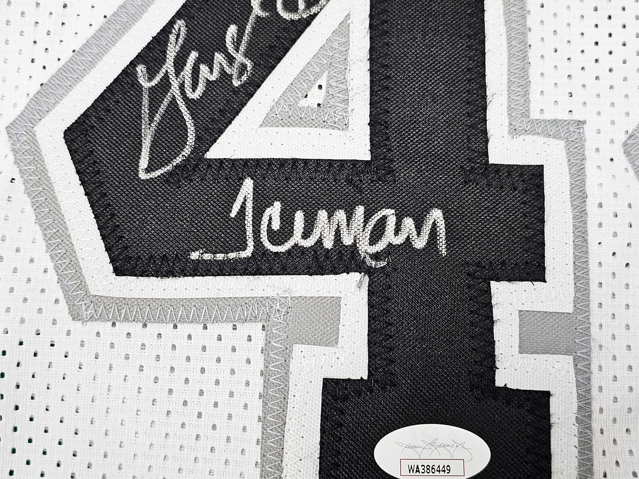 RSA George Gervin Signed Iceman Inscription San Antonio Black Basketball Jersey (Beckett)