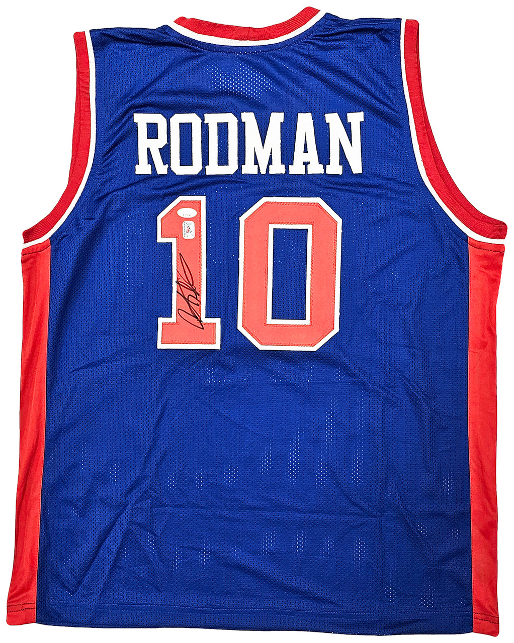 Dennis Rodman Detroit Pistons Autographed Blue Mitchell and Ness Swingman  Jersey with HOF 2011 Inscription