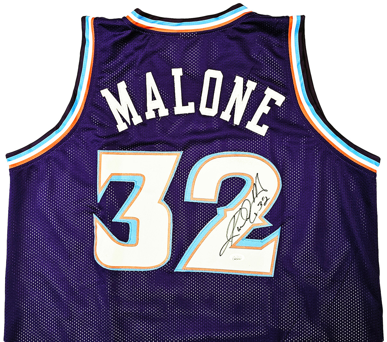 Utah Jazz Karl Malone Autographed Purple Jersey JSA Stock #215757