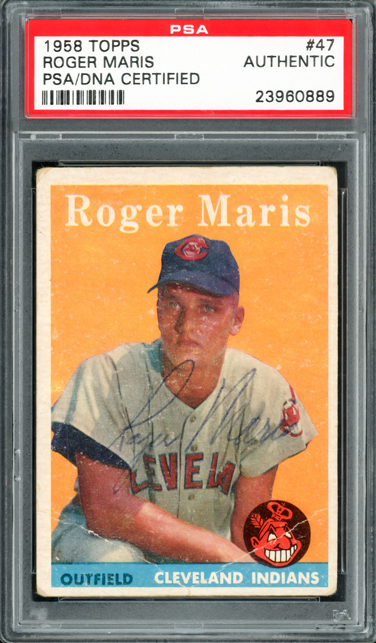 Roger Maris Autographed 1958 Topps Rookie Card #47 Cleveland