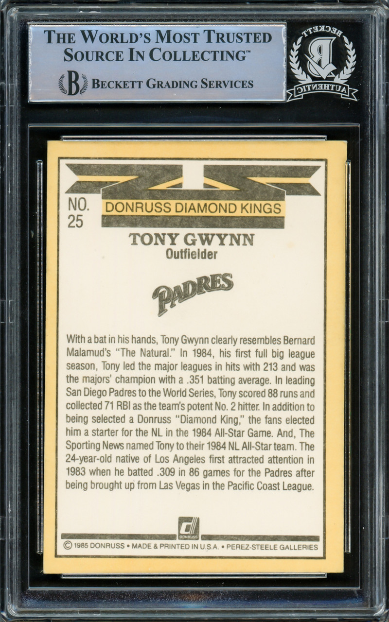 Tony Gwynn Autographed 1983 Donruss Rookie Card #598 San Diego Padres  Beckett BAS #15780949