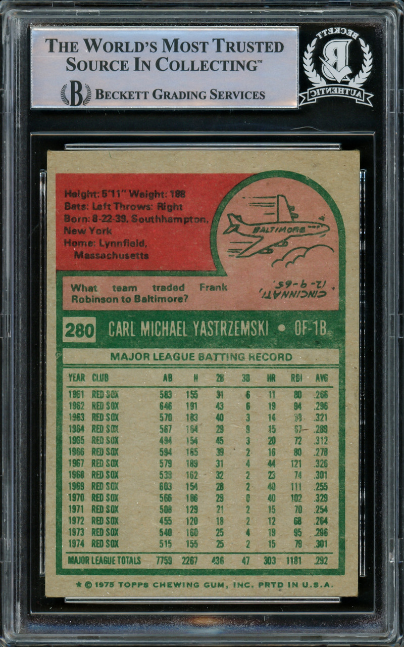 1975 Topps #280 Carl Yastrzemski Red Sox HALL-OF-FAME 5 - EX B75T