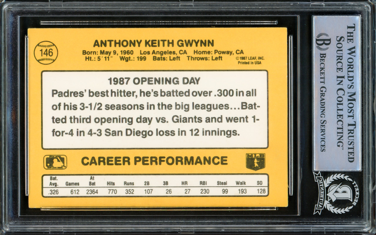 Tony Gwynn Autographed 1987 Fleer Award Winner Card #19 San Diego Padres  Beckett BAS #15500383 - Mill Creek Sports