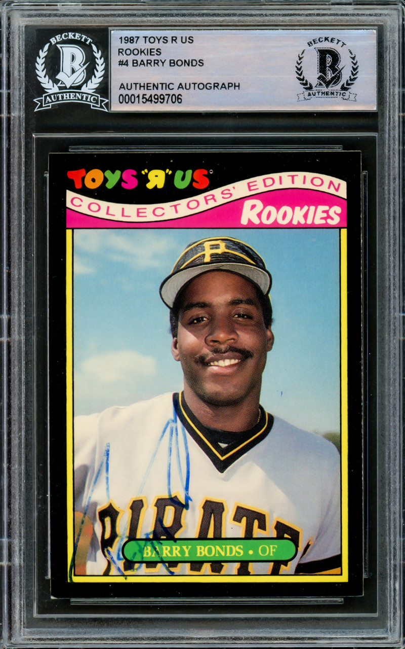 Barry Bonds Autographed 1987 Topps Toys R Us Rookie Card #4 Pittsburgh  Pirates Beckett BAS #15499706 - Mill Creek Sports