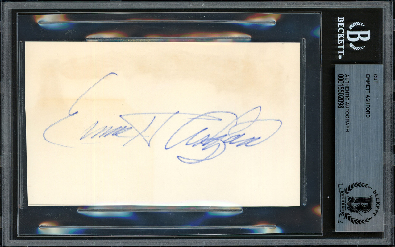 Emmett Ashford Autographed 3x5 Index Card 1st African American MLB