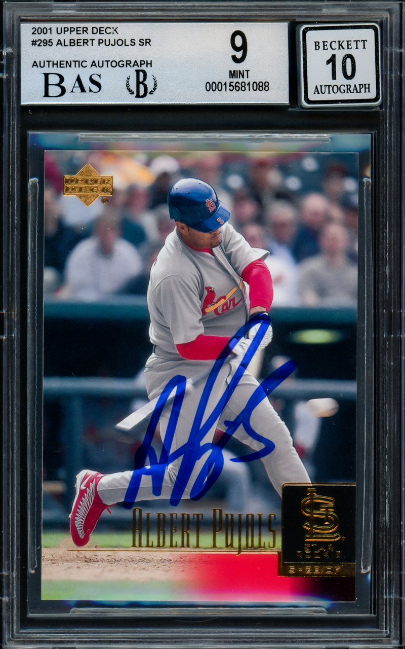 Albert Pujols Autographed 2001 Upper Deck Rookie Card #295 St. Louis  Cardinals BGS 9 Auto Grade Gem Mint 10 Beckett BAS #15681088