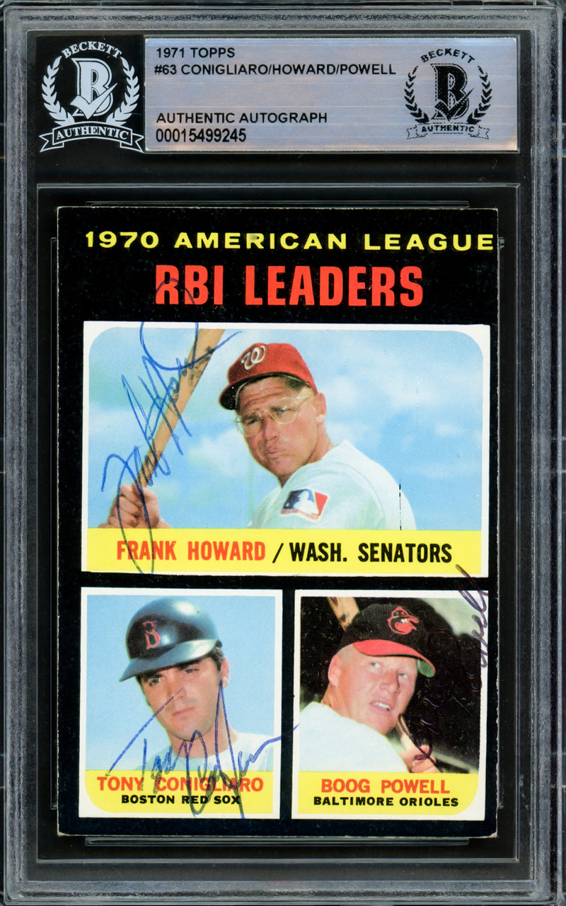 Tony Conigliaro, Frank Howard & Boog Powell Autographed 1971 Topps Card #63  Beckett BAS #15499245 - Mill Creek Sports