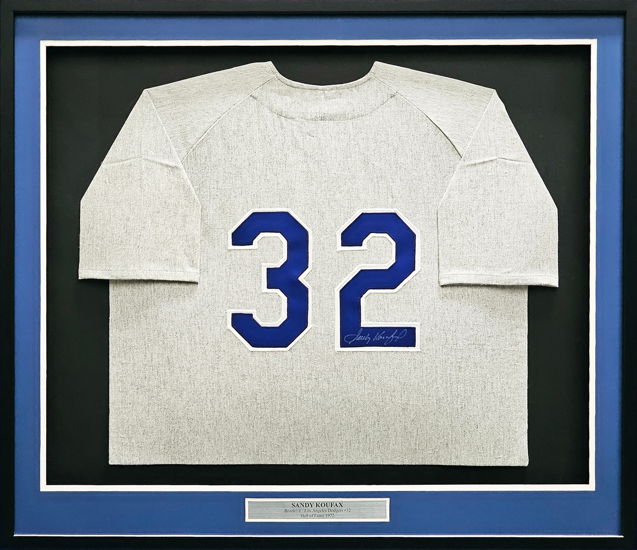 Brooklyn Dodgers Sandy Koufax Autographed Framed Grey Jersey