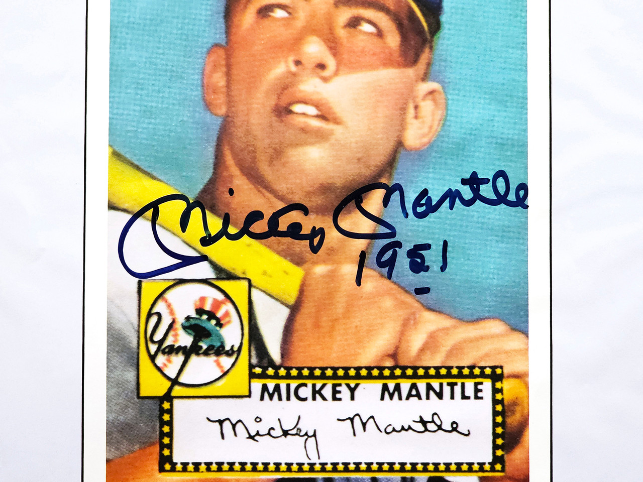 Mickey Mantle Autographed Framed 1952 Topps Baseball Rookie Card #311 11x14  Photo Reprint New York Yankees 1951 Beckett BAS #AC74554